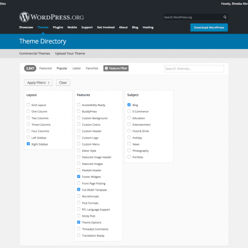 Adding filter to choose a theme
