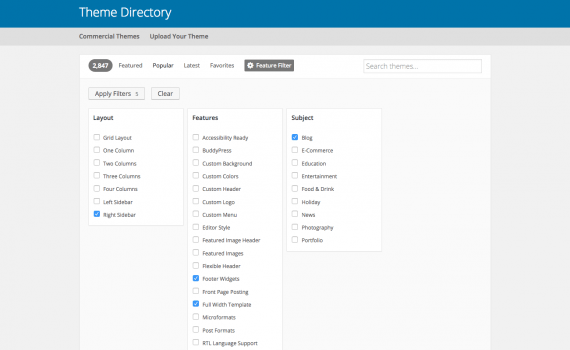 Adding filter to choose a theme